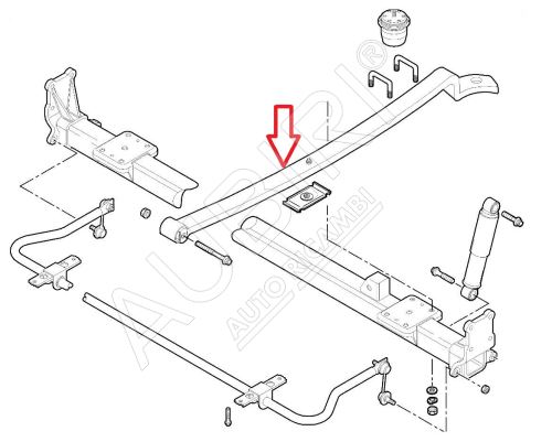 Blattfeder Fiat Ducato 2006-2023 hinten, rechts, 1-Blatt, Luftfederung