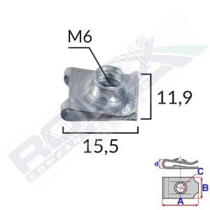 Befestigungsclip M6 mm/10 Stück im Paket