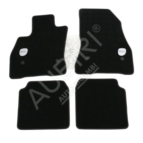 Fussmatten Satz Velour 4-er Set Schwarz mit 500 Logo Fiat 500L ab 2012