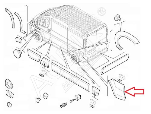 Rammschutzleiste Fiat Ducato ab 2021 links, hinter dem Hinterrad, Assist 360