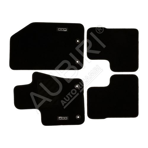 Fussmatten Satz Velour 4-er Set Schwarz mit 500 Logo Fiat 500X ab 2015