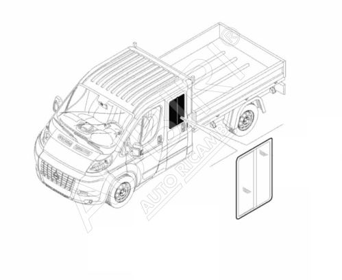 Glasscheibe für die hintere Tür links Fiat Ducato 2006 Pritsche, Doppelkabine