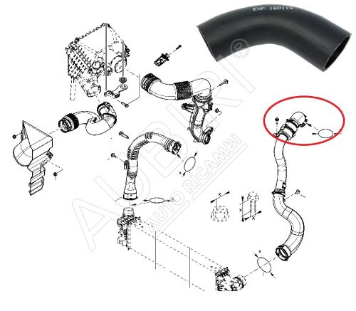 Ladeluftschlauch Renault Trafic 2014-2019 1.6 vom Turbolader zur Ladeluftkü.