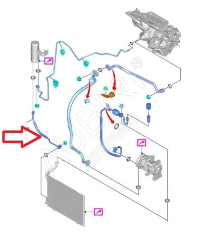 Klimaanlagenrohr Ford Transit Courier 2014-2018 aus dem Kühler