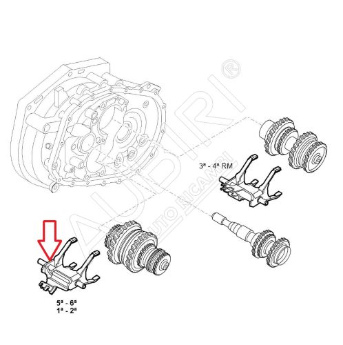 Schaltgabel Fiat Ducato od 2021 2.2D, Doblo 2010-2022 1.4i/1.6/2.0D für 1-2/5-6. Gang